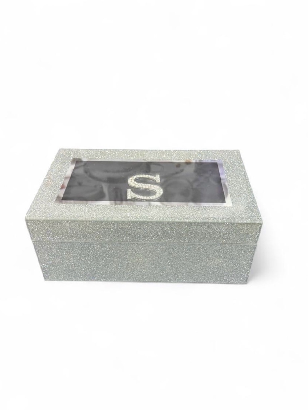 Glitter Silver Jewelry/Accessory Box with Embellished 'S'